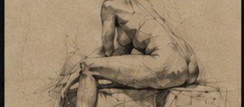 PLACEHOLDER — seated figure study in graphite on toned paper.